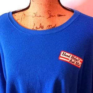 Forever 21 Blue Cropped Long Sleeve Unique Top